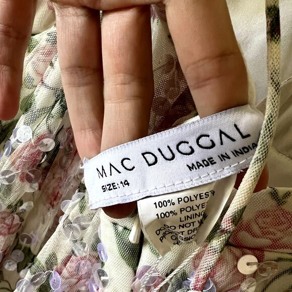 Mac Duggal Floral Sequined Cut Out Lace Up Gown A93746 Prom Dress Formal 14 UB - Picture 7 of 9